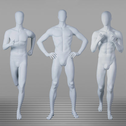 DE-LIANG Male Full Body Mannequin | White Sports Mannequin for Gym & Athletic Apparel | Running & Sportswear Display