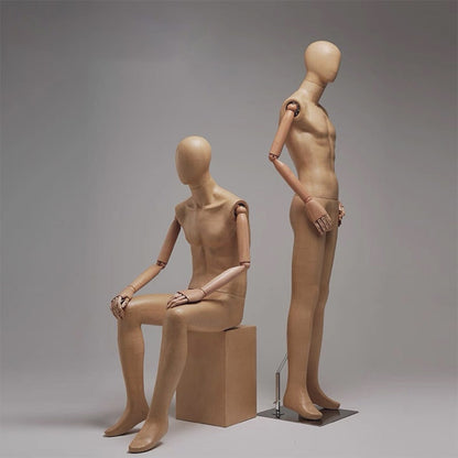DE-LIANG Kraft Paper Full Body Mannequin: Wooden Arms, Clothing Display