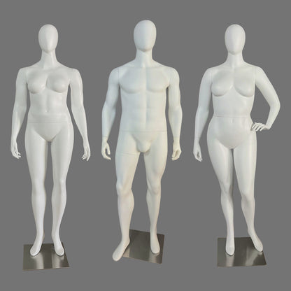 DE-LIANG Maniquí femenino de cuerpo entero de talla grande, blanco, maniquíes de exhibición realistas para mujer, maniquí de fibra de vidrio, torso, vestido, blanco, 1 pieza