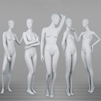 DE-LIANG Professional Female Mannequin Full Body Dress Form Display - Realistic Poseable Fashion Model Stand for Clothing Store Boutique Window Display - White Matte Finish Retail Merchandising Dummy
