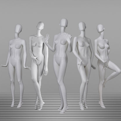 DE-LIANG Full Body Female Mannequin with Abstract Head,Realistic Fiberglass Display Model for Boutique & Clothing Store Window Display