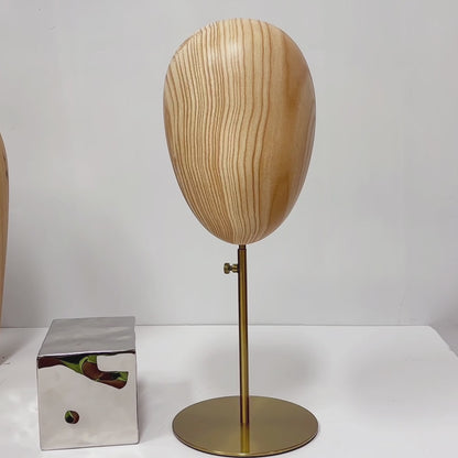 DE-LIANG Fiberglass Mannequin Head Stand for Hats & Wigs | Wood Grain & White