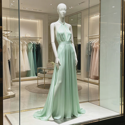 DE-LIANG Luxury Full Body Female Mannequin Set,Fabric Covered Retail Display Mannequins with Arms & Metal Base,Window Display, Boutique Clothing Form, Retail Visual Merchandising