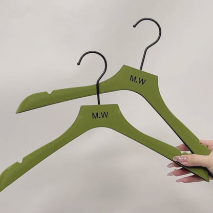 Green Velvet Plastic Hanger for Coat Pants Trouser, Men Woman Wedding dress bridal veil clothing hanger, velvet hanger customize