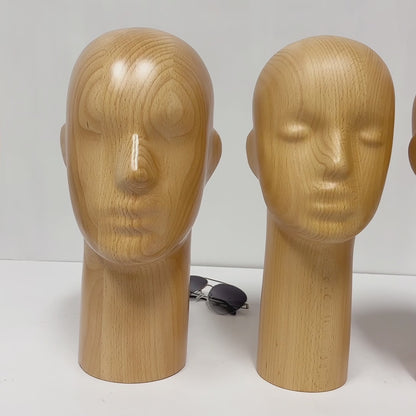 DE-LIANG Wooden Mannequin Head Stand for Hats Wigs & Glasses | Beechwood Display Model