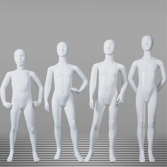 Glossy White Kids Full Body Mannequin with Arms and Base