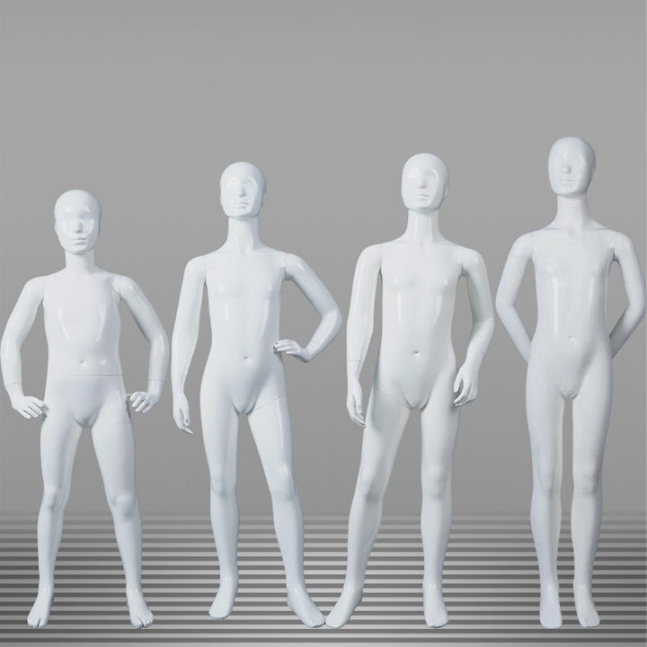 Glossy White Kids Full Body Mannequin with Arms and Base