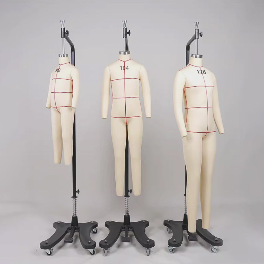 DE-LIANG Professional Children's Full-Body Dress Form with Removable Arms – Adjustable Dressmaking Mannequin for Draping & Pattern Cutting