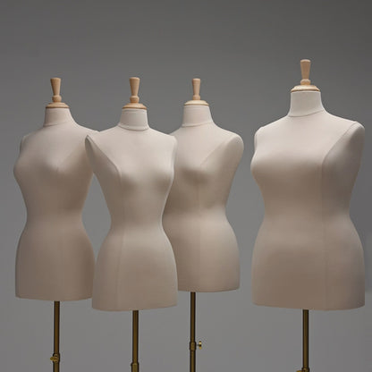 Maniquí de medio cuerpo femenino, torso totalmente sujetable con alfileres para costura y exhibición de vestidos, maniquí de exhibición de lino beige, exhibición de maniquíes