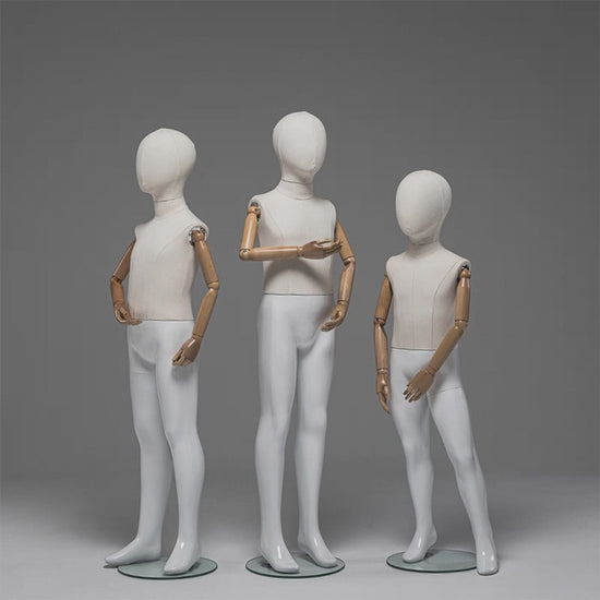 Kids Full Body Mannequin,Fabric Wrapped Torso Painted Legs Wooden Arms