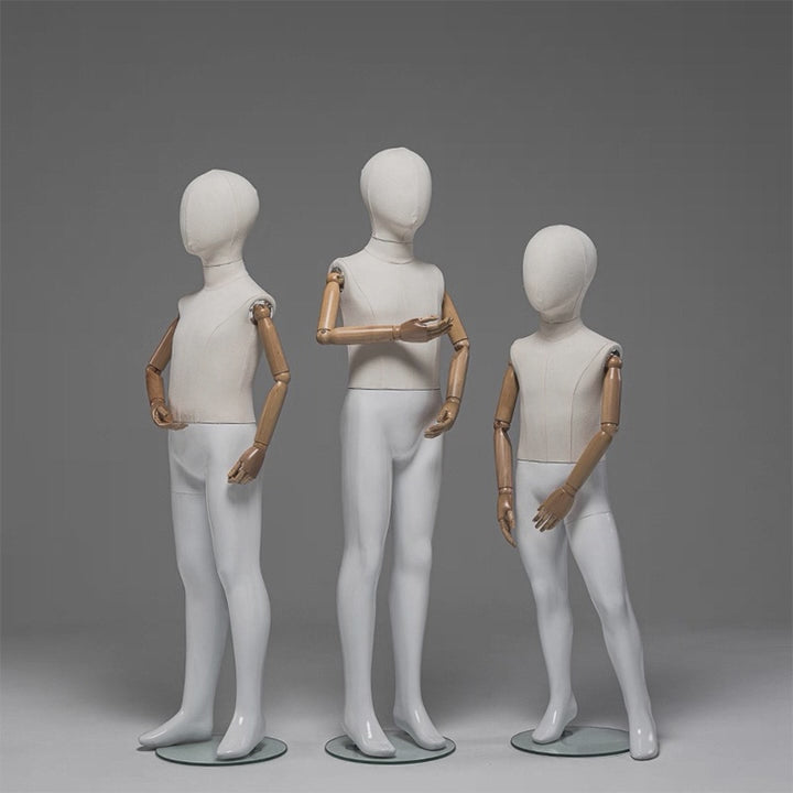 Kids Full Body Mannequin,Fabric Wrapped Torso Painted Legs Wooden Arms