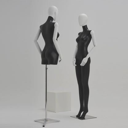 Black Fiberglass Female Full Body Mannequin,Torso Mannequin,Woman stand Display Model Dummy Form Torso With White Wood Arms,Boutique Display