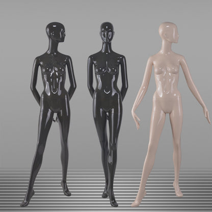 DE-LIANG Female Full Body Mannequin,Glossy White/Black Fiberglass Realistic Dress Form Display,Elegant Standing Window Display Model for Clothing Stores, Boutiques & Fashion Exhibitions