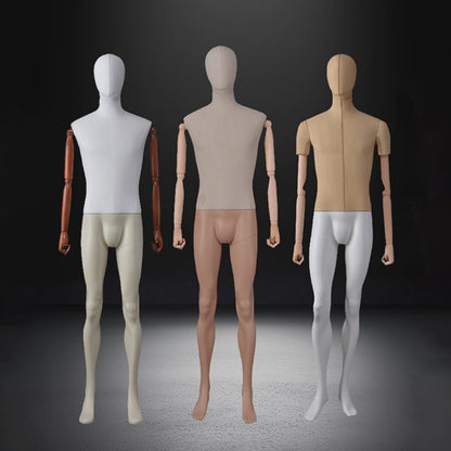 DE-LIANG Male Fabric Full Body Mannequin with Wooden Arms,Adjustable Tailor Dress Form Display Model for Clothing Stores, Suits, Window Fashion Display & Boutique Decoration