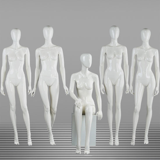 DE-LIANG Female Full Body Mannequins,Glossy White Fiberglass Realistic Dress Form