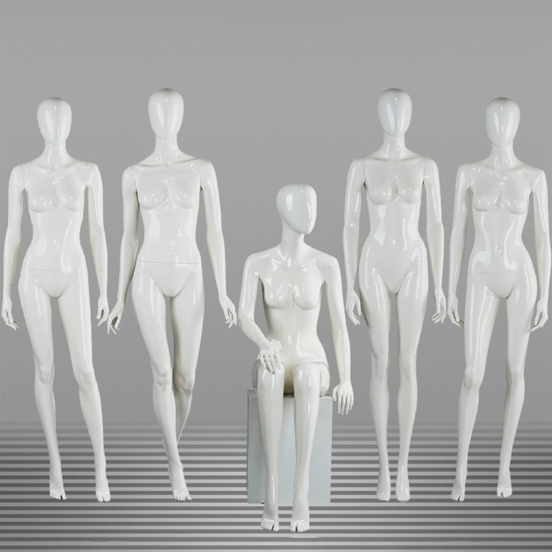 DE-LIANG Female Full Body Mannequins,Glossy White Fiberglass Realistic Dress Form