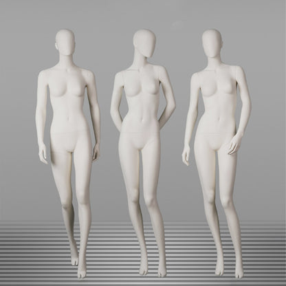 DE-LIANG Full Body Female Mannequins,Matte White Fiberglass Realistic Dress Form Display,Standing Window Display Model for Clothing Stores, Boutiques & Fashion Exhibitions