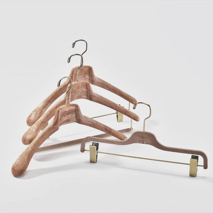 DE-LIANG Men Female Suit Plastic Hanger, Hanger like wood hanger, Coat Shirt Pants Clip Brown Black White Hanger, Clothing Rack for Display 30 pcs