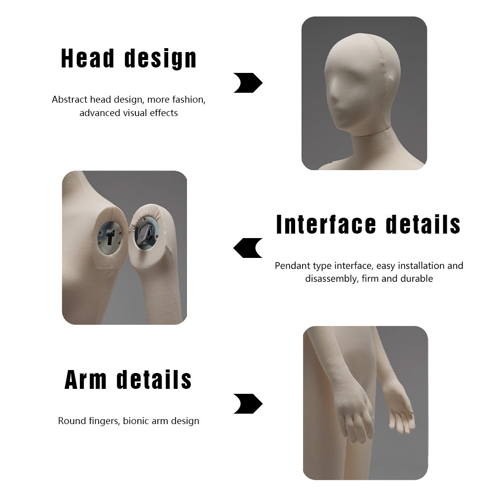 Professional dress form mannequin with abstract head design