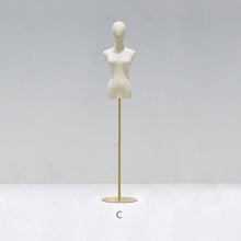 Load image into Gallery viewer, DE-LIANG Half Body Canvas Female Mannequin,Adult Women Torso Dress Form/Hanger for Clothes Display, Metal Rack for Shoes and Bags Display
