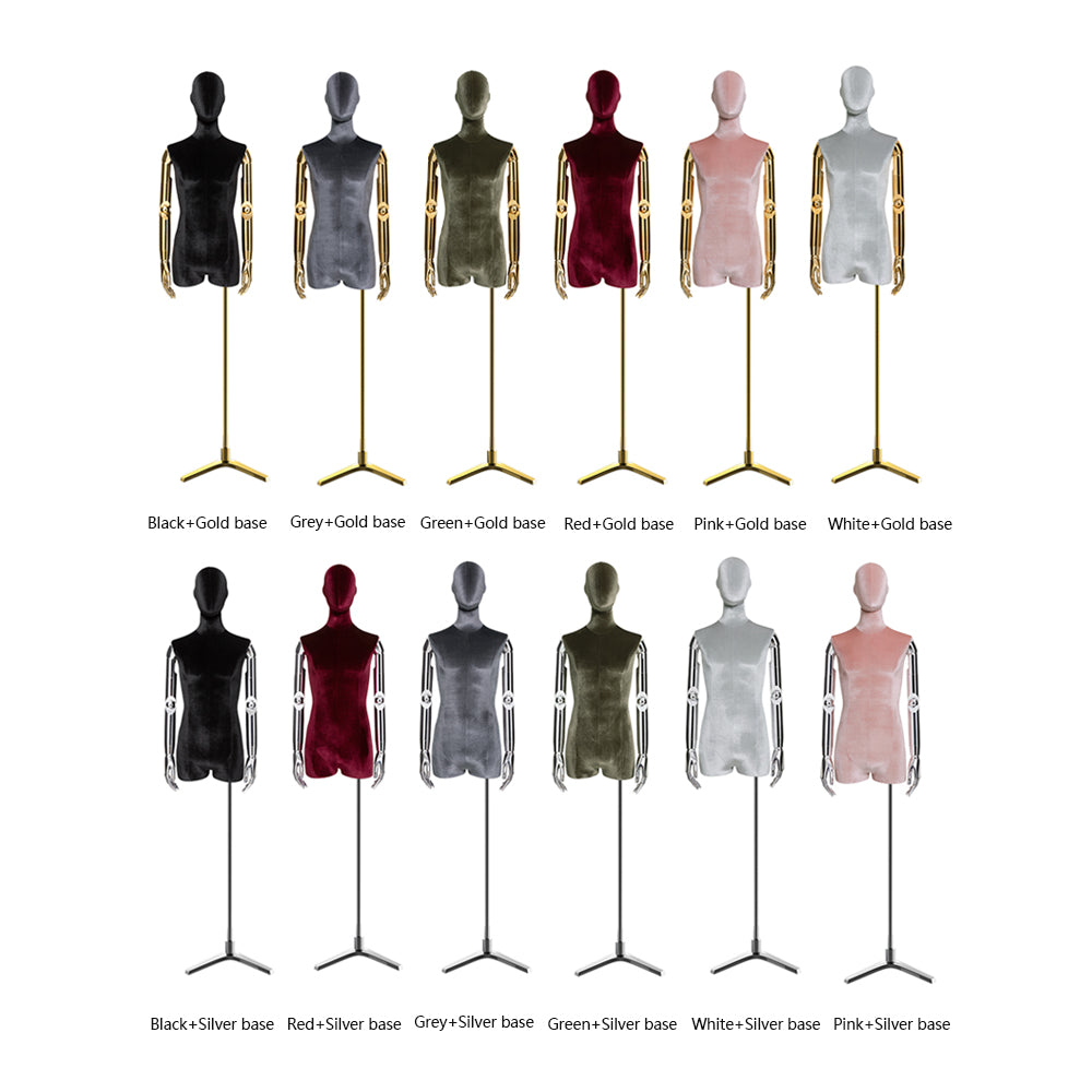 Luxury Male Half Body Mannequin,Velvet Fabric Dress Form Torso, High-end Clothing Store Display Prop