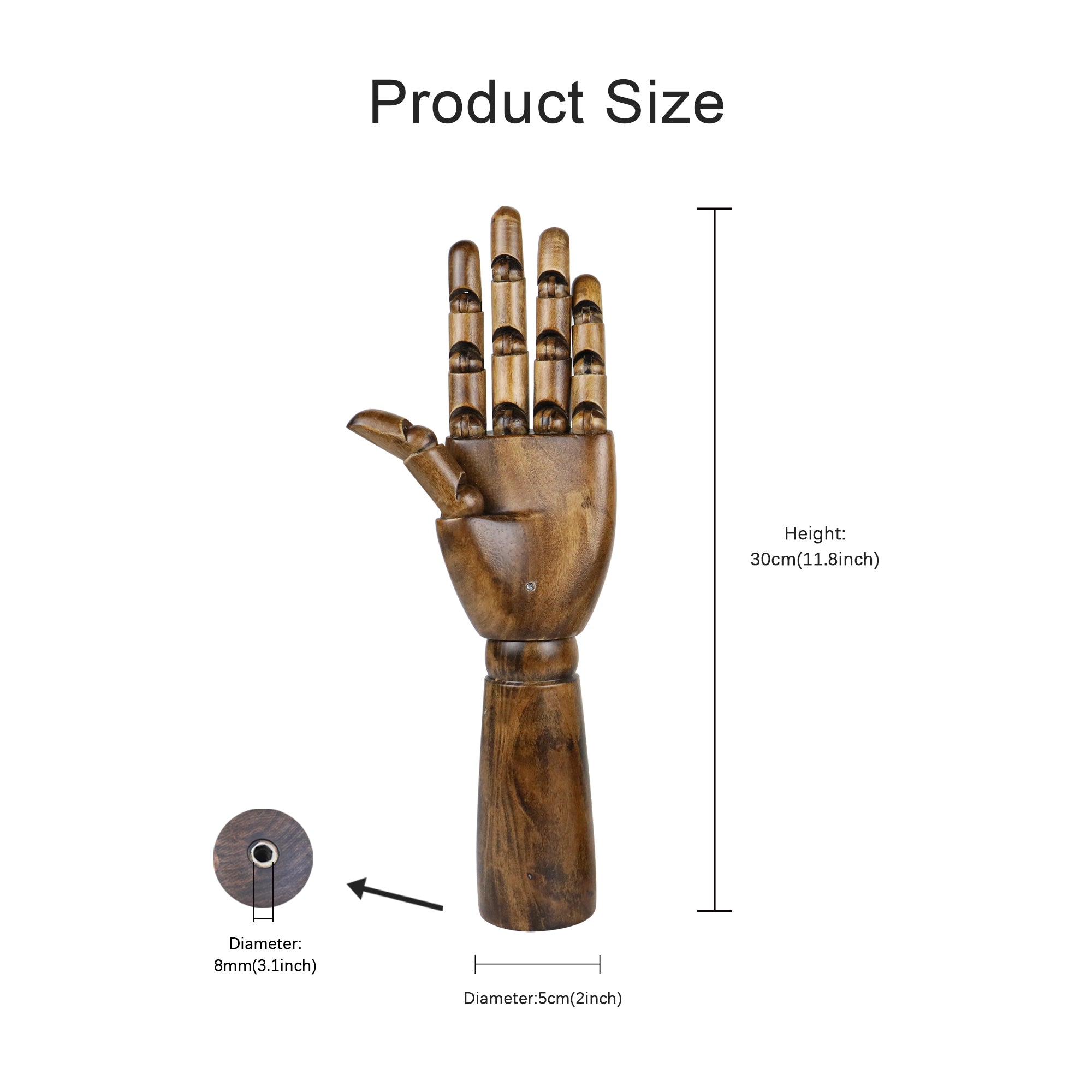 Wooden Hand Model - 30cm Right Hand