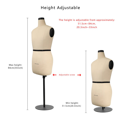 DL263 Half scale dressform dressmaker 1/2 Men Half body mini mannequin tailor fitting torso male dummy,48cm dress suit dummy sewing model DE-LIANG