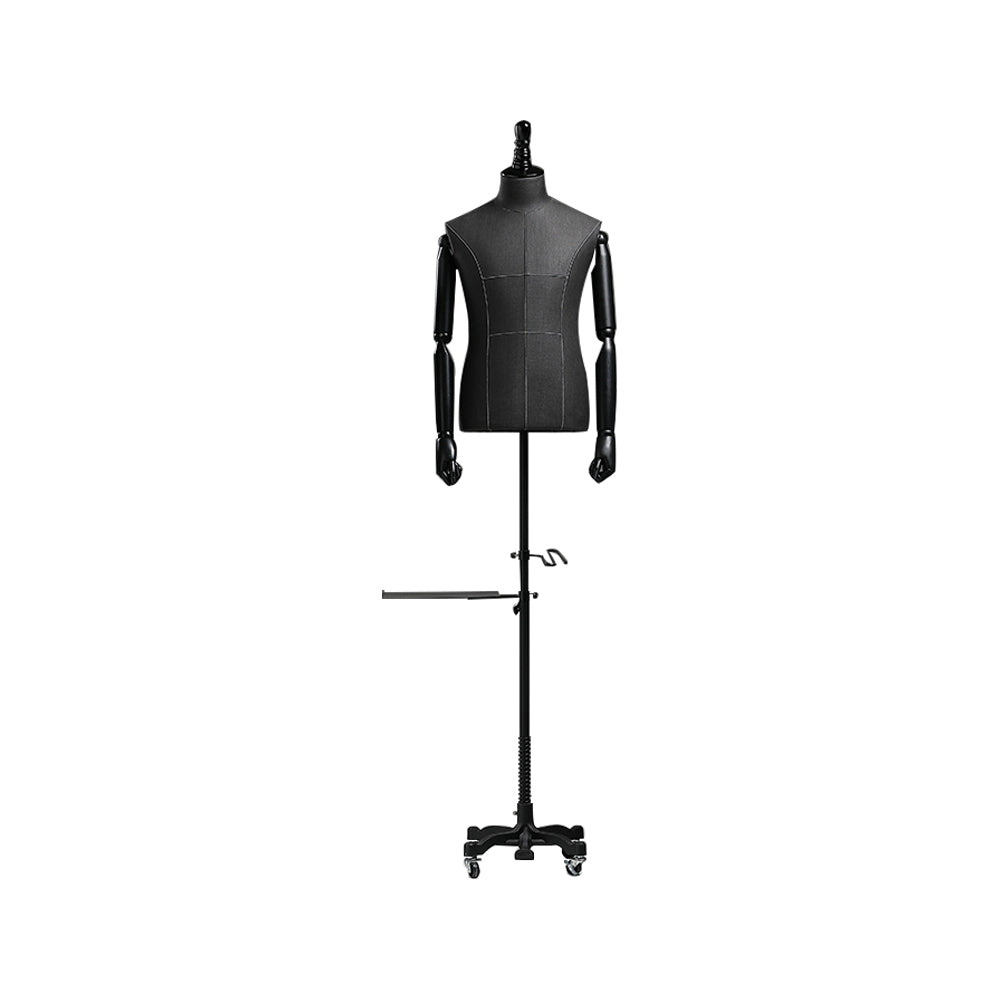 Fashion Canvas Men Mannequin,Half Body Adult Fabric Black Model Prop for Shirt/Suit Window Display,Adjustable Adult Male Dress Form Torso DE-LIANG