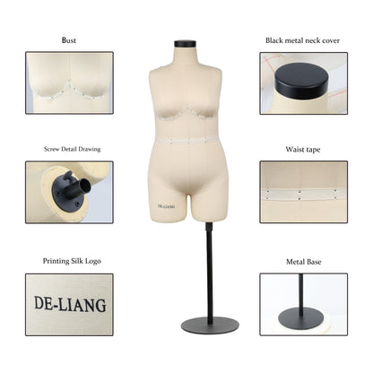 DL268 Half scale dress form, plus size 16 mini woman half sewing tailor mannequin, dressmaker dummy 1/2 miniature Scale couture NOT ADULT size DE-LIANG