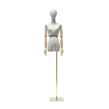 Load image into Gallery viewer, DE-LIANG Fashion Female fabric mannequin,half body model with wooden arms, adult women torso dress form for garment display model
