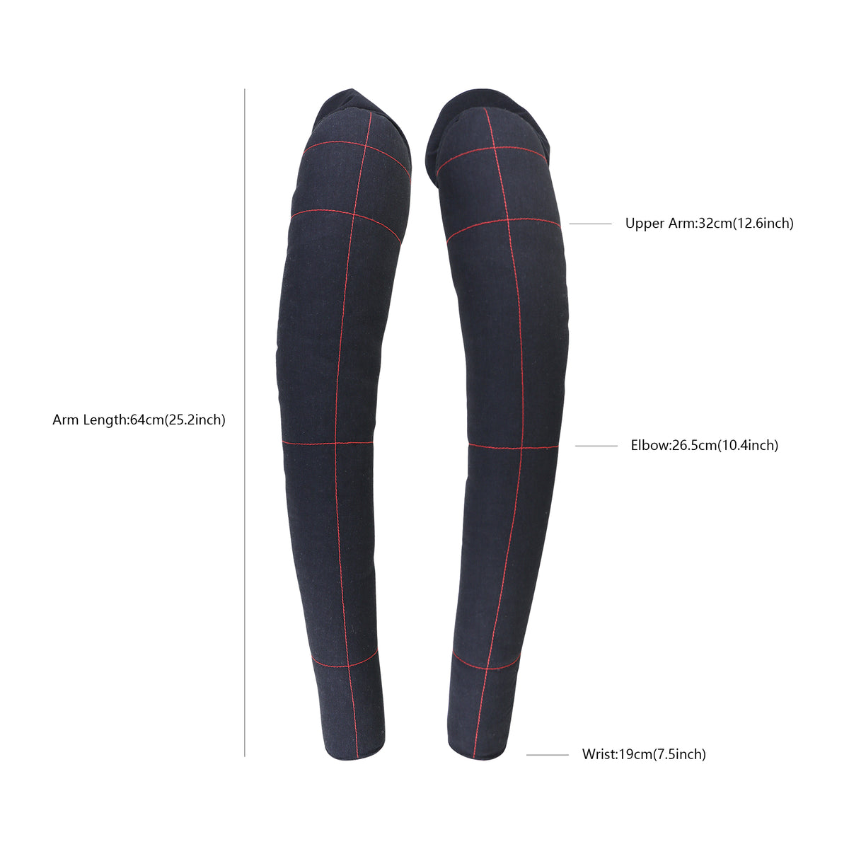 DE-LIANG 1:1 Male Black Dress Form's Soft Arm, fully pinnable tailor mannequin dressmaker's cotton sewing arms, Adult Full Scale Size 64cm DE-LIANG