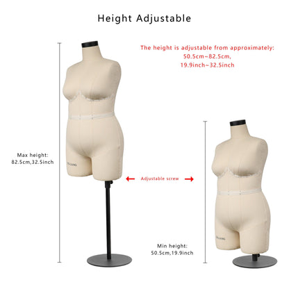 DL268 Half scale dress form, plus size 16 mini woman half sewing tailor mannequin, dressmaker dummy 1/2 miniature Scale couture NOT ADULT size DE-LIANG