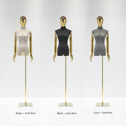 Newst Style Fashion Chrome Head Female Mannequin Torso,Half Body Mannequin Torso ,for Window Display De-Liang Dress Forms