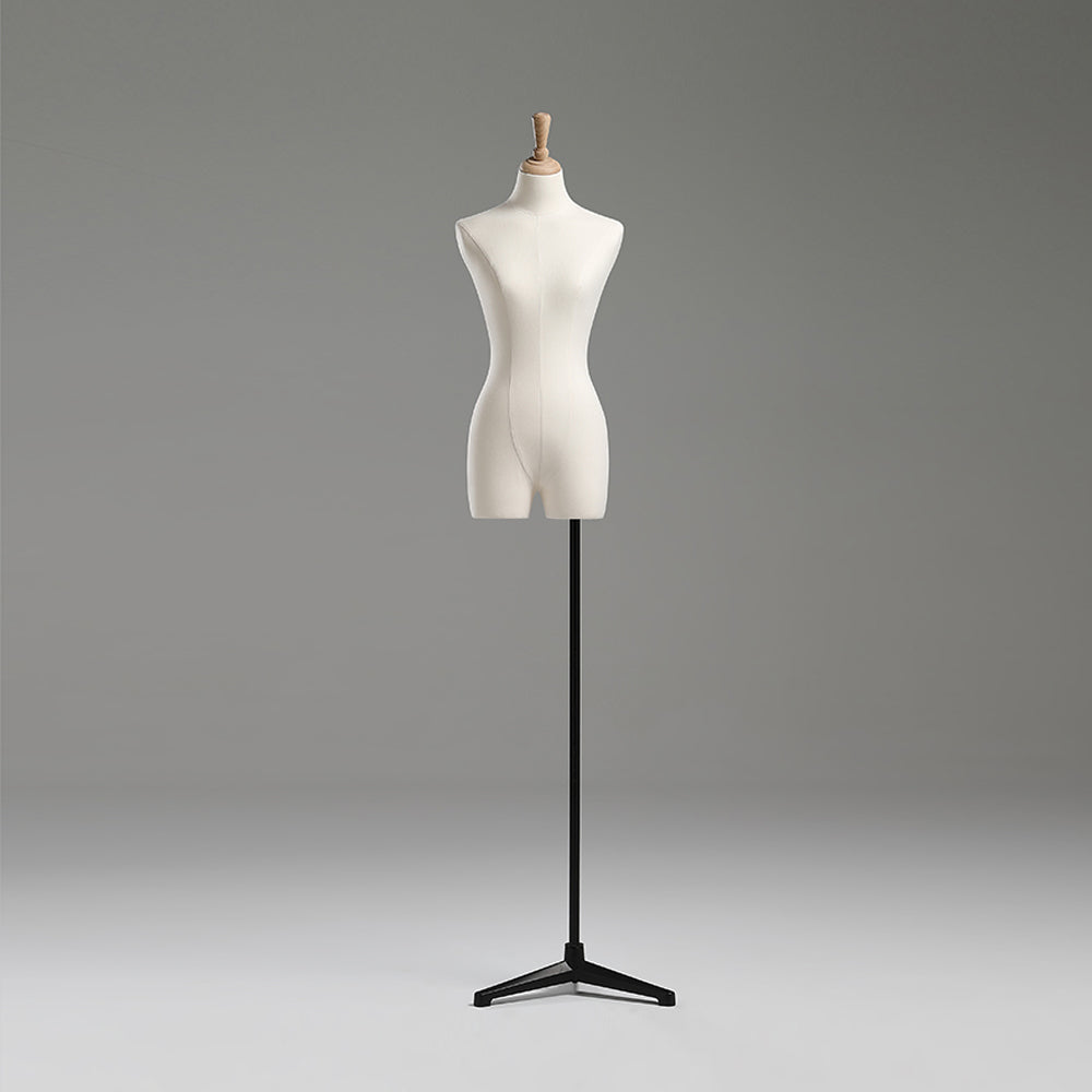 DE-LIANG Female Adult mannequin torso with Stand, half body Woman Display Linen Dress Form Adjustable Height,Flexible Wooden Arms for clothing. DE-LIANG