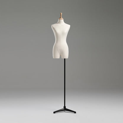 DE-LIANG Female Adult mannequin torso with Stand, half body Woman Display Linen Dress Form Adjustable Height,Flexible Wooden Arms for clothing. DE-LIANG