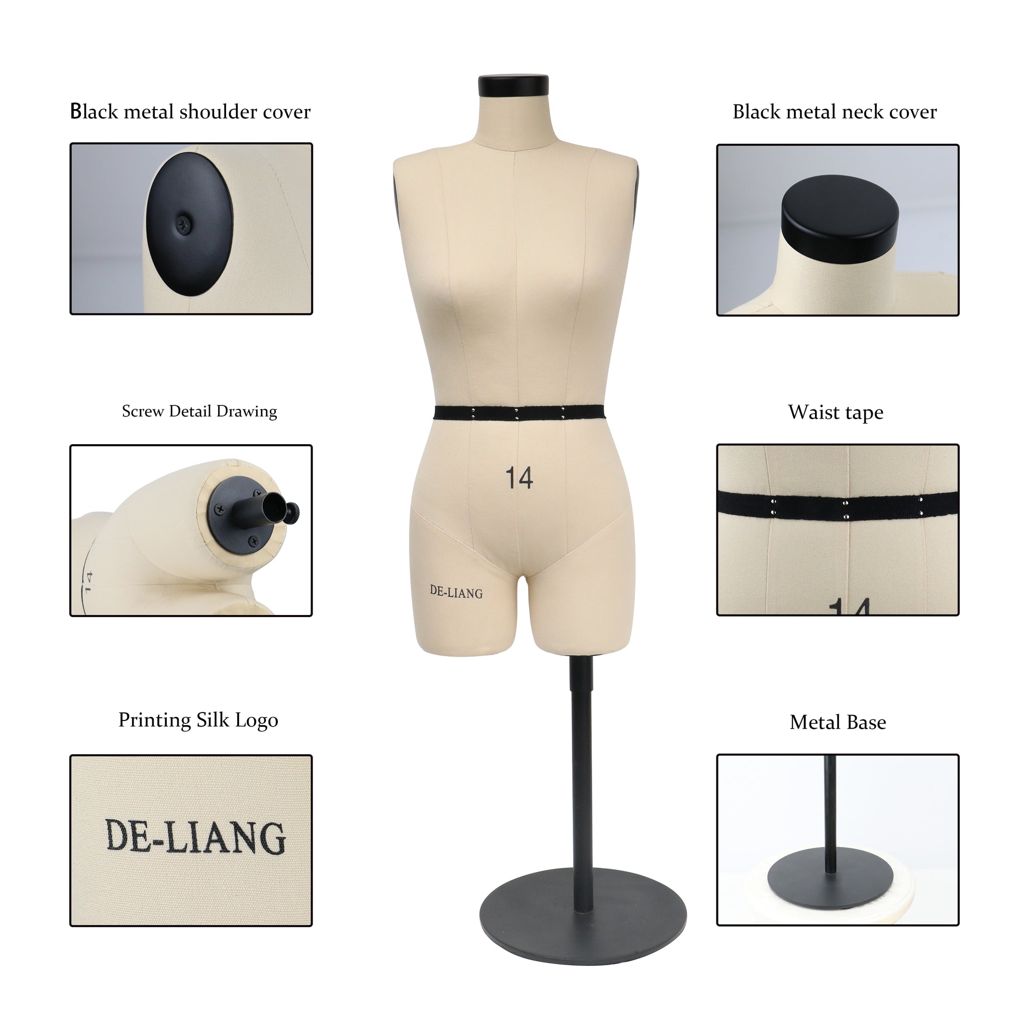DE-LIANG Female Dressform, MINI 1/4 1/3 1/2 XS size Professional Tailo –  De-Liang Dress Forms