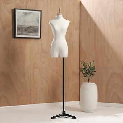 DE-LIANG Female Adult mannequin torso with Stand, half body Woman Display Linen Dress Form Adjustable Height,Flexible Wooden Arms for clothing. DE-LIANG