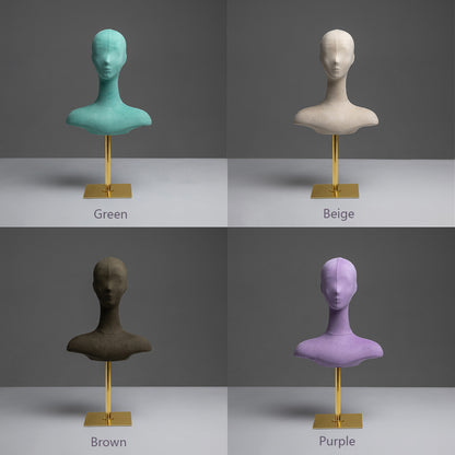 DE-LIANG Suede mannequin head, Wig Hat stand,female headpiece display jewelry EARRING head block, dress form model dummy,headphone stand head De-Liang Dress Forms