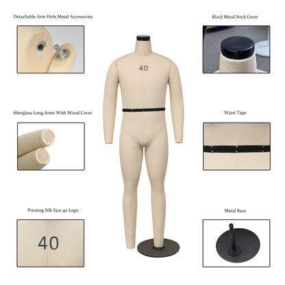 DE-LIANG Male Half Scale Full Body Dress Form,Mini 1/2 Scale Full Size Tailor Mannequin for Pattern Draping,82.5 cm Dressmaker Dummy Model DE-LIANG