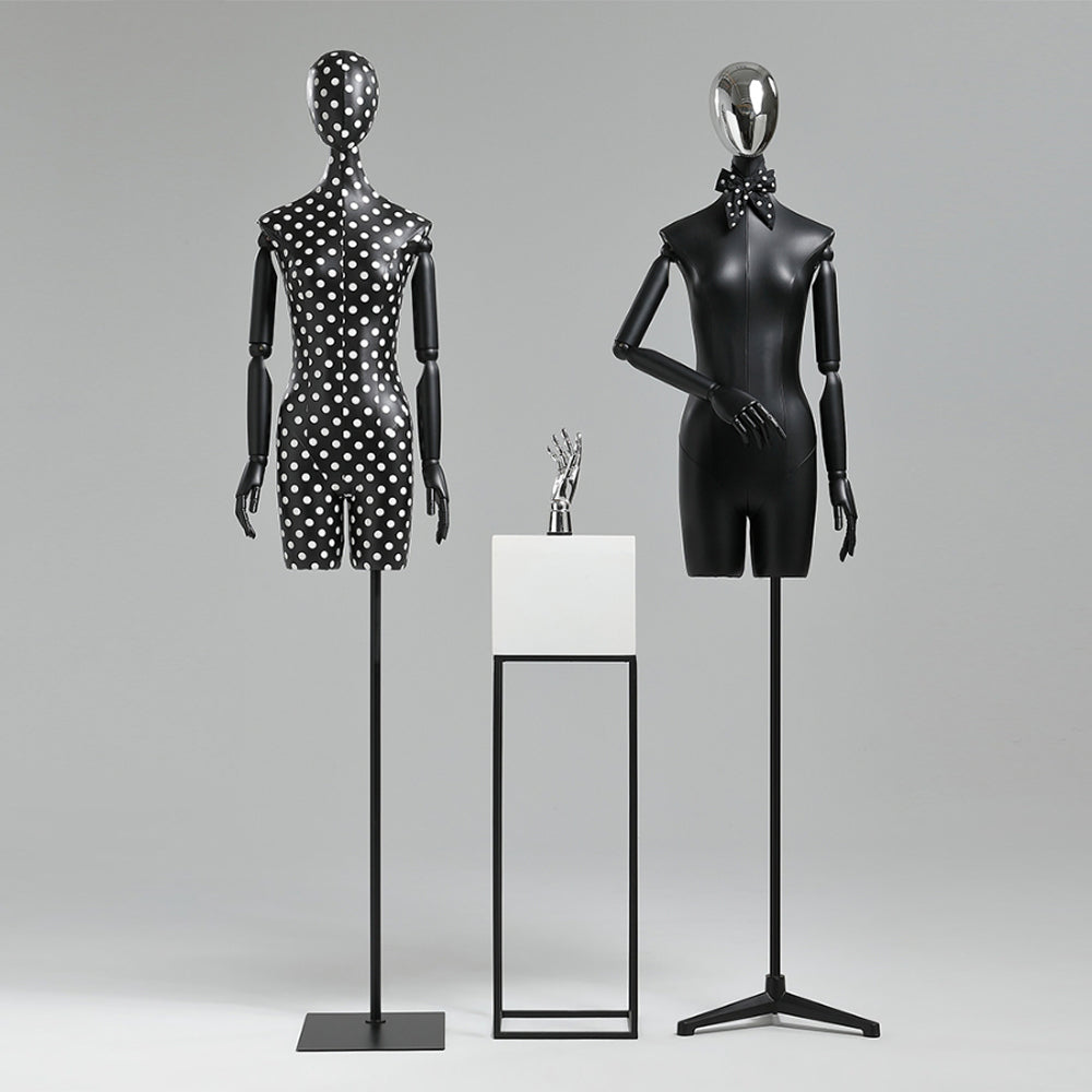 DE-LIANG Female half body adjustable height model, high end fabric mannequin window display props, adult women torso dress form for clothes DE-LIANG