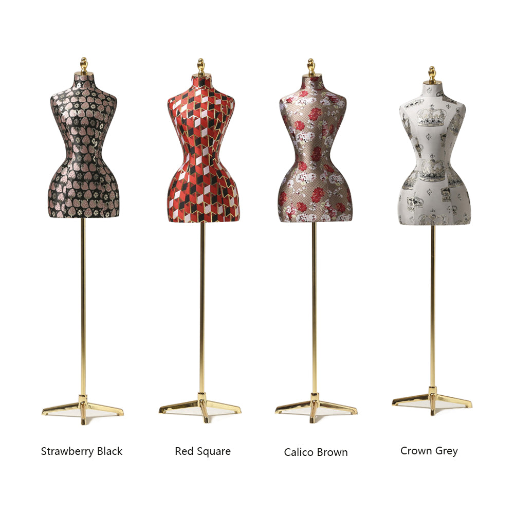 DE-LIANG Vintage Half Body Female Display Dress Form ,Color Fabric Mannequin Torso ,Large Hip Model for Clothing Window Display Calico Brown DE-LIANG Vintage Half Body Female Display Dress Form ,Color Fabric Mannequin Torso ,Large Hip Model for Clothing Window Display Calico Brown