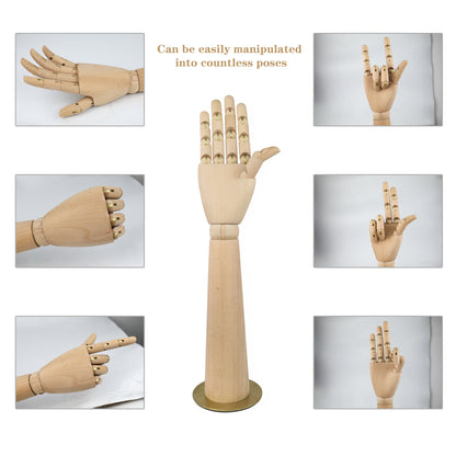 Wooden Hand Mannequin Right Arms, Flexible Wood Artists Female Manikin Hand Model for Sketching, Drawing Painting Jewelry Ring Stand 42cm DE-LIANG