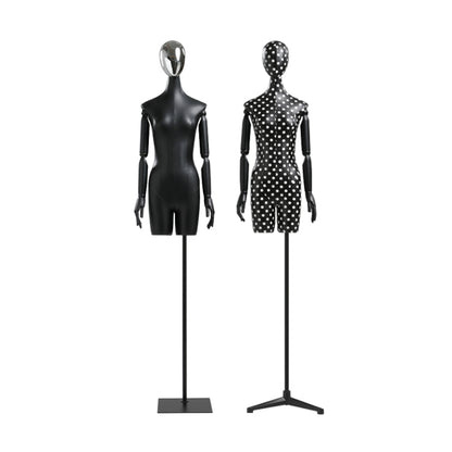 DE-LIANG Female half body adjustable height model, high end fabric mannequin window display props, adult women torso dress form for clothes DE-LIANG