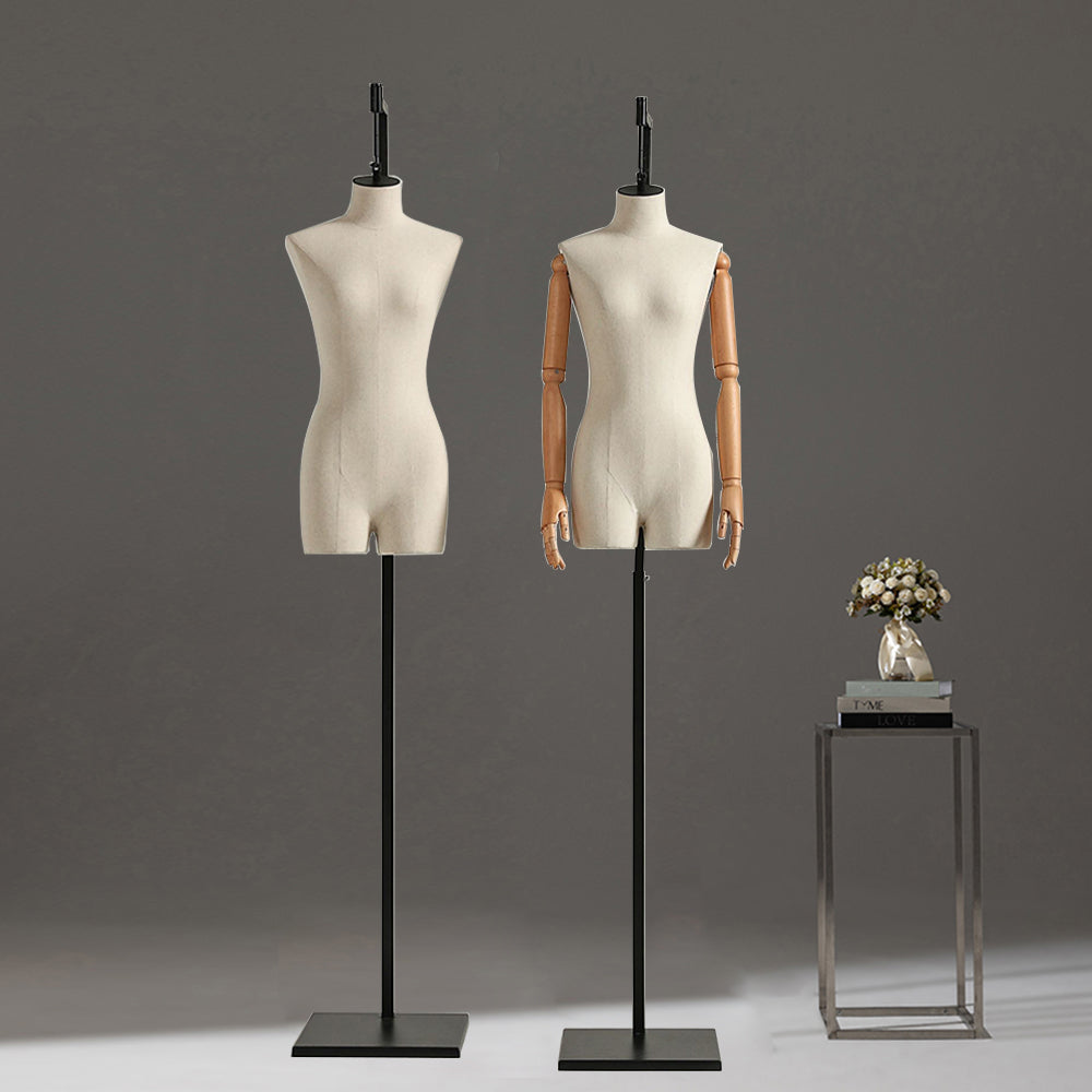 DE-LIANG Fashion Linen Fabric Female Half Body Mannequin, Male Bust Du DE-LIANG Fashion Linen Fabric Female Half Body Mannequin, Male Bust Du