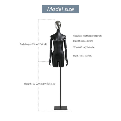 DE-LIANG Female half body adjustable height model, high end fabric mannequin window display props, adult women torso dress form for clothes DE-LIANG