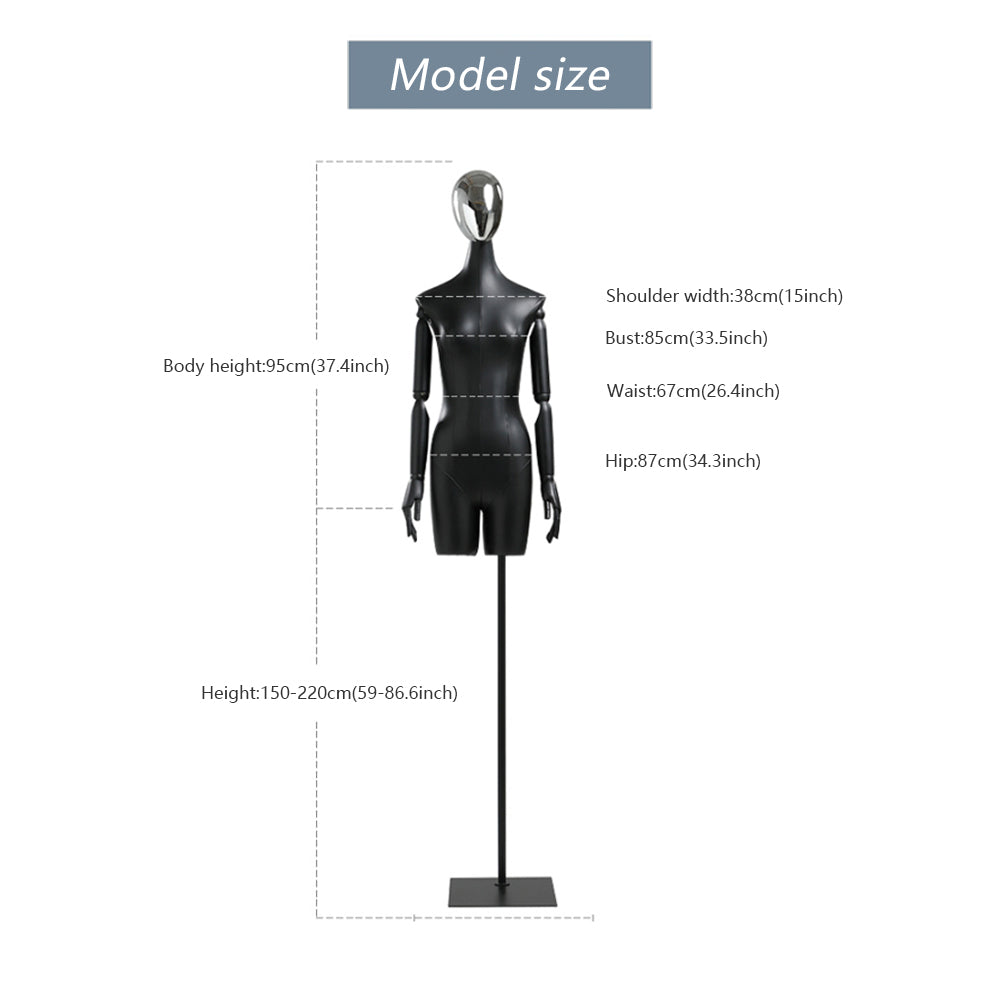 DE-LIANG Female half body adjustable height model, high end fabric mannequin window display props, adult women torso dress form for clothes
