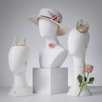 Canvas  Mannequin Head & Stand Form, Fully Pinnable Vintage Cloth Head Mannequin, Head Hat Stand/Display, lace Head Wig Stand, Hat Rack w/ Fabric DE-LIANG