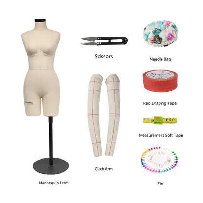 DE-LIANG Half Scale Dress Form 34B Size, Sewing Lingerie and Corsets Mannequin,Dressmaker Dummy, Half Size Miniature Underwear Bust Form for Tailor DE-LIANG