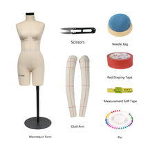 Load image into Gallery viewer, DE-LIANG Half Scale Dress Form 34B Size, Sewing Lingerie and Corsets Mannequin,Dressmaker Dummy, Half Size Miniature Underwear Bust Form for Tailor
