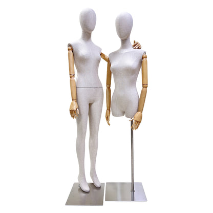 New Style Female|Male Bamboo Linen Mannequin Torso,Luxury High End Fabric Mannequin for Clothes Window Display,Full/Half Body Mannequin Torso De-Liang Dress Forms